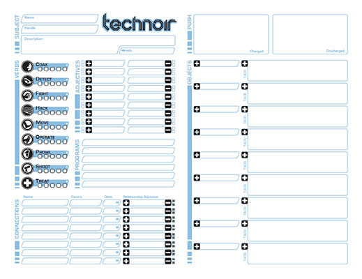 Technoir - Protagonist Sheet